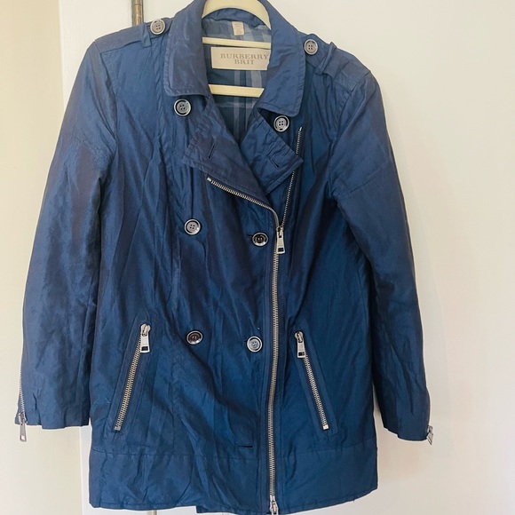 Burberry Brit Navy Blue Double Breasted Trench Coat - Picture 2 of 10